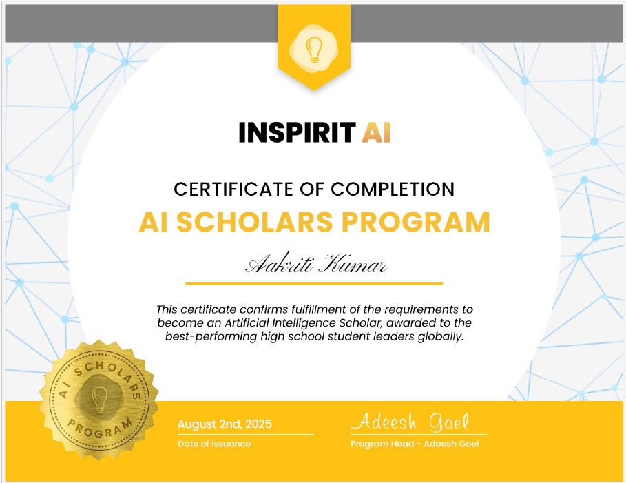 Certificate of Accomplishment from INSPIRIT AI thumbnail